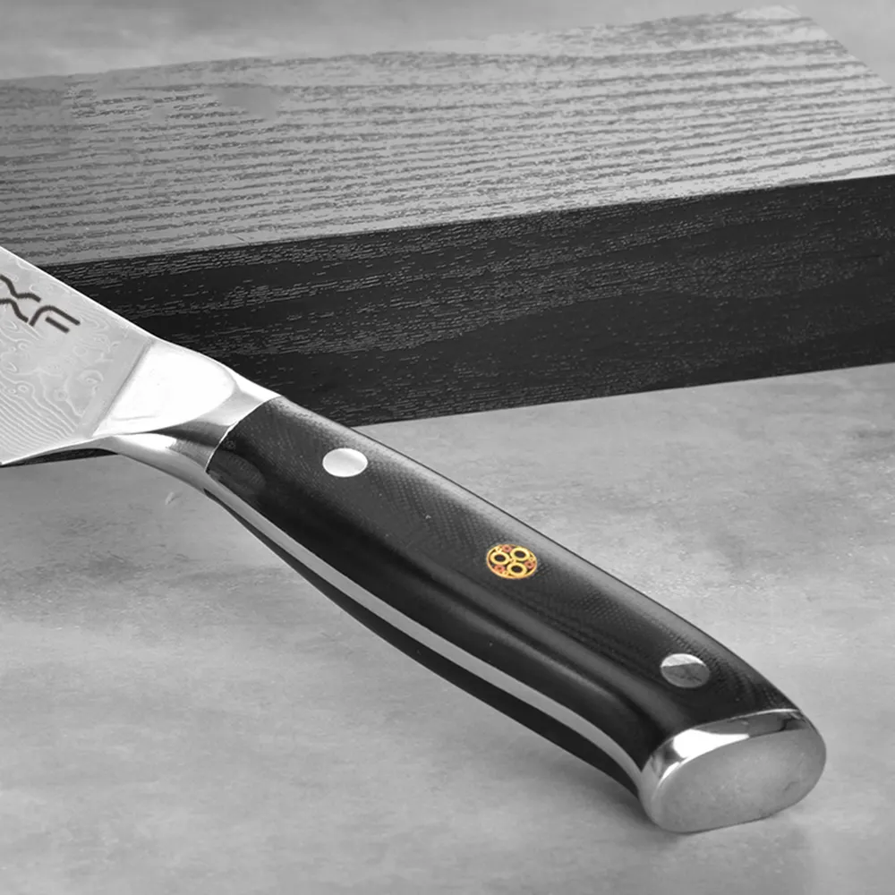سكين مزيف عالي الجودة 67 طبقة من الفولاذ الدمشقي سكين تقطيع اللحوم مع مقبض G10