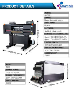 Machine d'impression numérique tout-en-<span class=keywords><strong>un</strong></span> automatique à cycle de poudrage pour T-shirts, 6 têtes UV DTF, I3200 A1, fabrication OEM ODM - Product Image 3