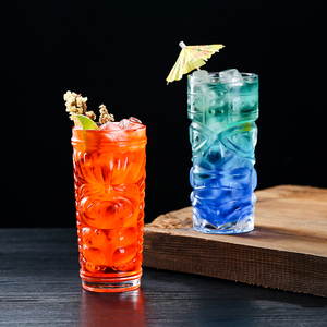 Vente en gros de tasses en verre à cocktail Tiki personnalisées sans plomb pour boissons et vin Tasses Tiki de bar Grimace Livraison directe - Product Image 3