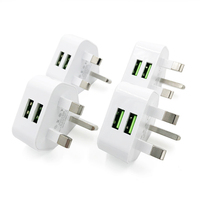 3 pin Dual USB UK Mains Wall Plug 5V 2A 1A 2 Port USB AC Wall Charger Travel Adapter UK Plug For iphone IPAD Samsung
