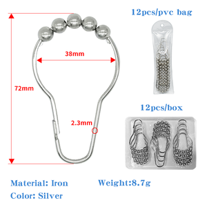 12 pièces en gros résistant décor glisse tige anneau cintres pince antirouille métal décoratif salle de bain douche rideau crochet - Product Image 3
