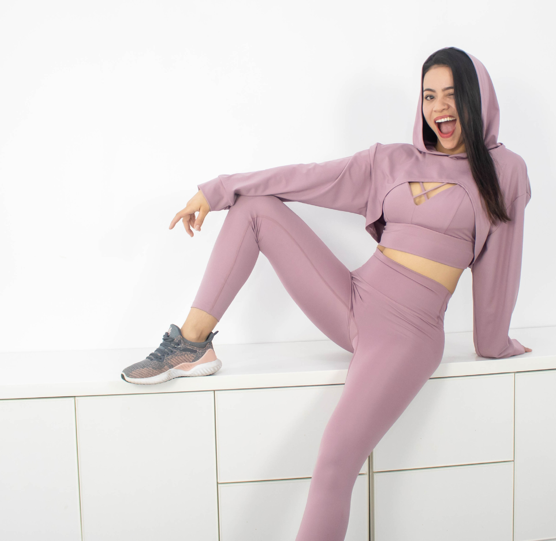 3pcs purple top+bra+leggings