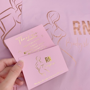 Tarjetas de Agradecimiento en Dorado Mate con Logotipo Personalizado, Impresión de Arte Lineal, Tarjetas de Agradecimiento de Marca - Product Image 4