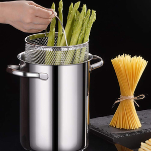 Vente en gros d'usine Pot à <span class=keywords><strong>asperges</strong></span> en acier inoxydable avec couvercle en verre et panier intérieur Grand corps Pots à pâtes de cuisson - Product Image 4