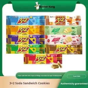 Biscuits sandwich soda 3+2, 125g, sucre, 24 paquets, salés, croustillants, faible teneur en matières grasses, épices, herbes, collations pour enfants, processus de roulage, en vrac - Product Image 4