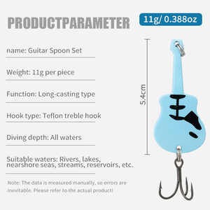 Conjunto de 5 Iscas em Forma de Guitarra para Pesca com Mosca, Isca Dura em Aço Inoxidável, Spinner BUBBA LSZ025, Equipamento de Pesca para Zander - Product Image 2