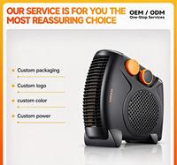 Ventilateur de bureau noir et orange, chauffage électrique 2000W, 3 vitesses, bouton rotatif, chauffage d'appoint portable
