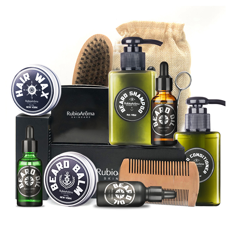 OEM частная марка, набор для ухода за бородой, смягчает, укрепляет бороды и усов, набор маслом для бороды, мужской набор для роста