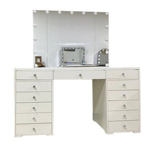 Coiffeuse Blanche pour Maquillage avec Lumière LED, Ensemble de Table de Maquillage avec Miroir, pour Salon, Chambre à Coucher en <span class=keywords><strong>Bois</strong></span> - Product Image 2