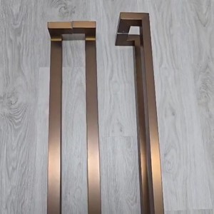 Maniglia per Porta in Acciaio Inox, Lunghezza 60 <span class=keywords><strong>Cm</strong></span>, Tubolare Rettangolare, Spessore Elevato, Antiruggine, per Porte in Vetro - Product Image 2