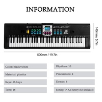 61 Keys Digital Music Electronic Keyboard Kids Multifunctional Electric Piano for Piano Student with Microphone