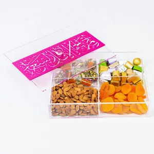 Plexi Box Met Een Plexi Kalligrafiehoes Acryl Voedsel Snackbox Pot Glitter Zilver Lucite Koektrommel Met Deksel Voor Thuis