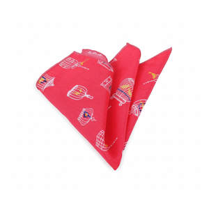 Pañuelo de bolsillo PES con estampado de canarios amarillos sobre flor de granada roja para hombre, talla única - Product Image 2