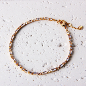 Pulsera de Cadena de Mano Chapada en Oro de 16K con Circonitas Cúbicas, Diseño Geométrico Clásico, Ajustable, para Mujeres y Hombres, Ideal para Regalo - Product Image 1