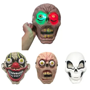 Led terror de ocular, máscara assustadora, cosplay, festa, halloween, capacete, adereços para decoração de carnaval zumbi