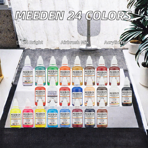 Ensemble de peinture acrylique professionnelle MEEDEN Factory Wholesale, 24 couleurs, 30 ml, peinture en aérosol pour aérographe, en verre - Product Image 2