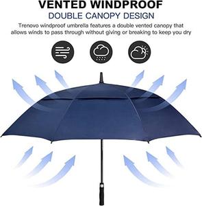 Automatic Open 47/62/68 Inch Extra Large Oversize Double Vented <b>Canopy</b> Waterproof Windproof Stick Golf Umbrella - Product Image 2