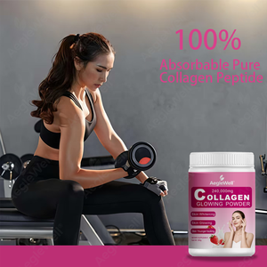 Poudre de collagène hydrolysé aromatisée à la fraise Aegelwell pour l'éclat de la peau, complément anti-âge pour une peau d'apparence <span class=keywords><strong>jeune</strong></span> - Product Image 2