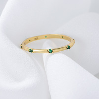 Bijoux fantaisie pierre verte mariage or 18K Couple Zircon doigt 925 bague en argent Sterling pour les femmes