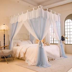 Voilage romantique à double couche, 4 poteaux, pour lit, rideau de luxe pour filles, femmes, adultes, chambre à coucher, mariage - Product Image 5