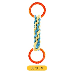 Jouet à mâcher <span class=keywords><strong>pour</strong></span> <span class=keywords><strong>chien</strong></span> en corde de coton tressée à la main, double anneau, nœud en épi de <span class=keywords><strong>maïs</strong></span>, <span class=keywords><strong>pour</strong></span> le nettoyage des dents - Product Image 3