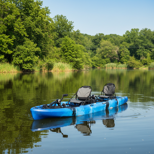 Kayak à moteur 4,2 m (14 pieds) pour 2 personnes avec propulseur, double siège, moteur, aileron, canoë, bateau de pêche, kajak motorisé en PE - Product Image 2