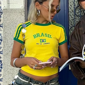<span class=keywords><strong>T</strong></span>-<span class=keywords><strong>Shirt</strong></span> Crop Top <span class=keywords><strong>Sexy</strong></span> a Maniche Corte per Donna con Stampa Personalizzata in Serigrafia - Product Image 6