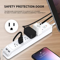 Barrette d'alimentation à six prises American Standard Ports de charge USB Prise de bureau ignifuge avec protection contre les surcharges
