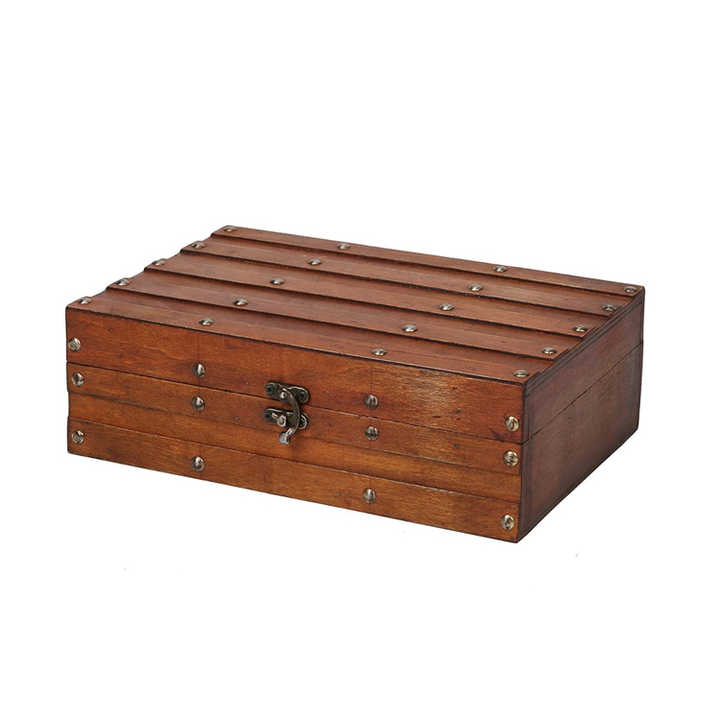 decorative small wooden chest red wood color storage trunk retro