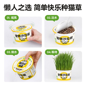 Bol à salade pour animaux de compagnie, herbe pour chat, conteneur rond de 96g pour chats - Product Image 4