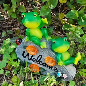 Statue di rana per la decorazione del giardino, segno di benvenuto al di fuori del prato per Patio/cortile arte/ornamento del prato <span class=keywords><strong>casa</strong></span> riscaldamento regali per la <span class=keywords><strong>mamma</strong></span>/donne - Product Image 4