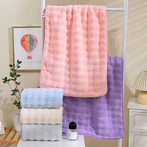 <b>Extra</b> <b>Large</b> Thick Soft Absorbent Bubble Fleece Bath <b>Towels</b> 35x75 Cm Quick Dry For Home Use - Product Image 1