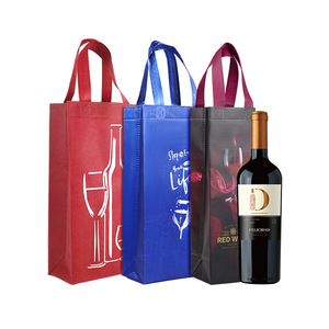 Wholesale Non Woven Hand Length Handle Shoulder Wine Gift Bag Single/Double 4 <b>Bottle</b> <b>Carrier</b> Logo Printing Promotional Events - Product Image 4