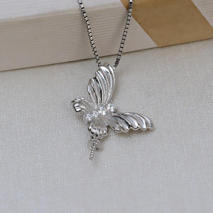 Pendentif papillon en argent Han S925, 8-16 pièces, accessoires de bijoux en perles DIY, plateau vide 2027 pour collier féminin, tête charmante - Product Image 4