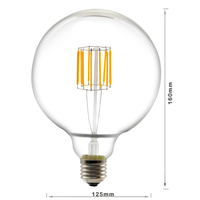 Ampoule LED à filament Shineu Glass E27, style Edison, design sphérique miroir, température de couleur 2700K/4100K, IRC 80, pour usage résidentiel et jardin.