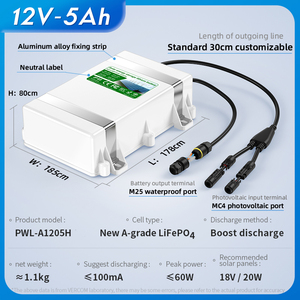 VERCOM hotsale12.<span class=keywords><strong>solar</strong></span> 5Ah LiFePO4 lityum iyon batarya paketi için güneş <span class=keywords><strong>LED</strong></span> ışıkları/sokak lambaları/kamera/yönlendirici ile 6000 döngüleri - Product Image 2