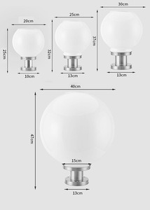 Vòng bóng Globe thép không gỉ năng lượng mặt trời bài ánh sáng ngoài trời không thấm nước cột đầu ánh sáng cho vườn biệt thự trụ cột ánh sáng - Product Image 5