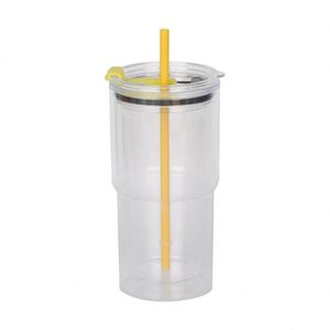 Vaso de acrílico premium de doble pared de 20 oz con pajita y tapa para sala VIP y suite ejecutiva - Product Image 1