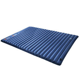 Outdoor ultralight portable double self inflating camping mat, foot tread PVC polyester sponge air inflatable camping mattress