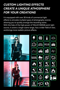 Kit d'éclairage photo portable Yongnuo YNLUX100 RGB RGBWW 120W 2700K-10000K LED <span class=keywords><strong>Moonlight</strong></span> léger avec monture Bowens - Product Image 3