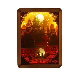 Luxury Paper Cut Sights Display Deep Shadow Box Frames 3D Paper Cut Light Box For Home Decor