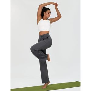 FOXA Pantalon de yoga pour femme, coupe large, taille haute, avec poches, respirant, pour le travail et les occasions décontractées - Product Image 6