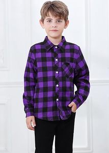 Polo à manches longues à carreaux violets à la mode pour hommes 50% polyester 50% coton Design solide poche poitrine tendance beau garçon - Product Image 6