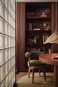 Librería de nogal de mediados de siglo con estantes ajustables y puertas de vidrio Muebles de biblioteca de oficina en casa de madera maciza para sala de estar - Product Image 4