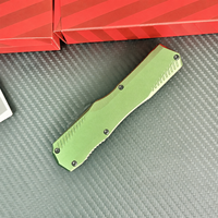 Couteau OTF, lame en acier Damas, manche en zinc et aluminium, couteau pliant de poche portable, outil de camping en plein air, EDC, vente en gros OEM, FBA