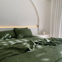 Parure de lit en lin et de lin oeko-tex, ensemble de literie avec drap, lisse