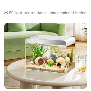 YEEカスタマイズ可能なスマートフィッシュタンク、超白クリアガラス小型水槽、LED水槽ライトとフィルター付き - Product Image 5