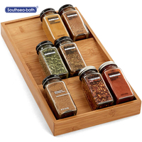 Porte-épices en bambou de style moderne, organisateur de cuisine de comptoir, présentoir debout multifonctionnel à trois niveaux pour le nettoyage de la vaisselle