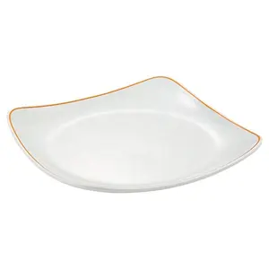 Melamine Anti-fall Porcelain Tableware Edge A5 Steak Cover Poured Rice Plate Plastic Western Style Square Plate Yellow