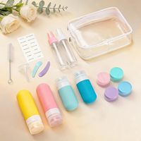 Ensemble de flacons cosmétiques rechargeables de voyage, flacons de lotion en silicone à presser, pots à crème, flacon pulvérisateur avec sac de rangement transparent